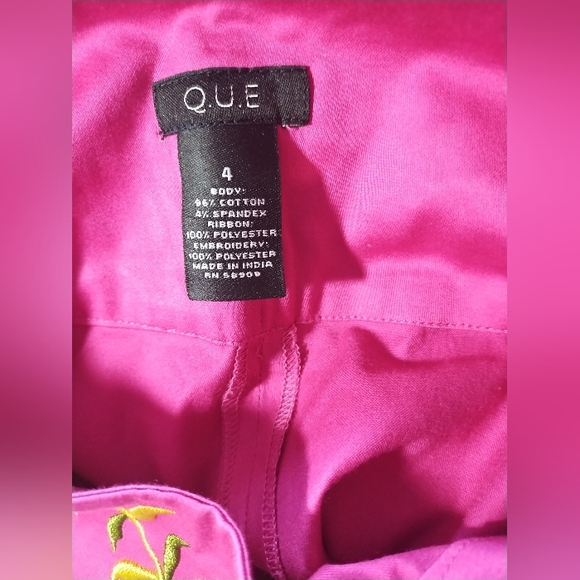 New Que Pants Crop Capri Boho Embroidered Pink - Picture 13 of 16